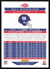 Eli Manning Autographed 2013 Score Card #287 New York Giants SKU #265324