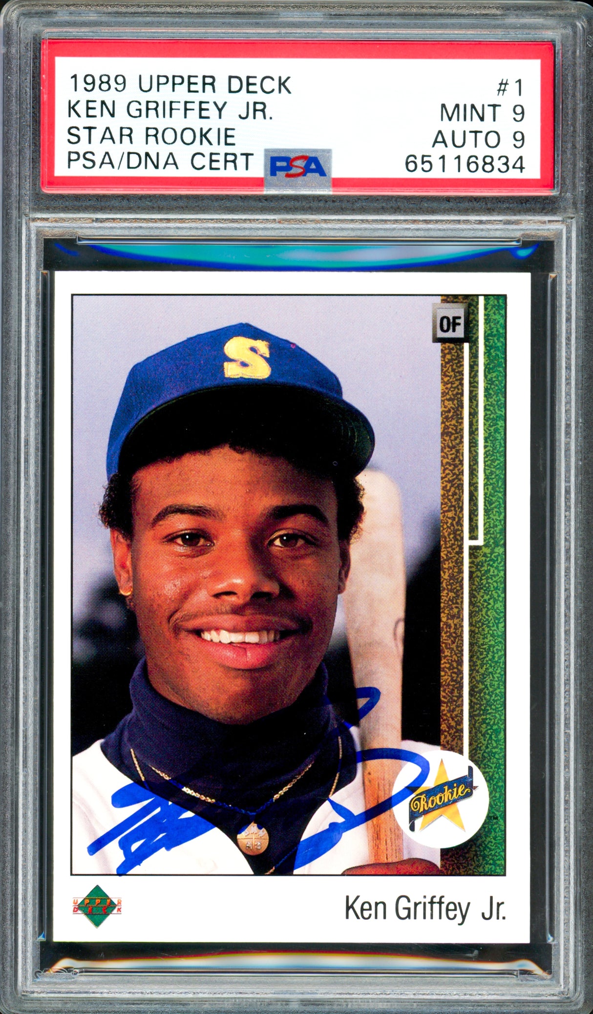 Ken Griffey Jr. Autographed 1989 Upper Deck Rookie Card #1 Seattle Mariners PSA 9 Auto Grade Mint 9 PSA/DNA #65116834
