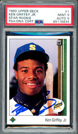 Ken Griffey Jr. Autographed 1989 Upper Deck Rookie Card #1 Seattle Mariners PSA 9 Auto Grade Mint 9 PSA/DNA #65116834