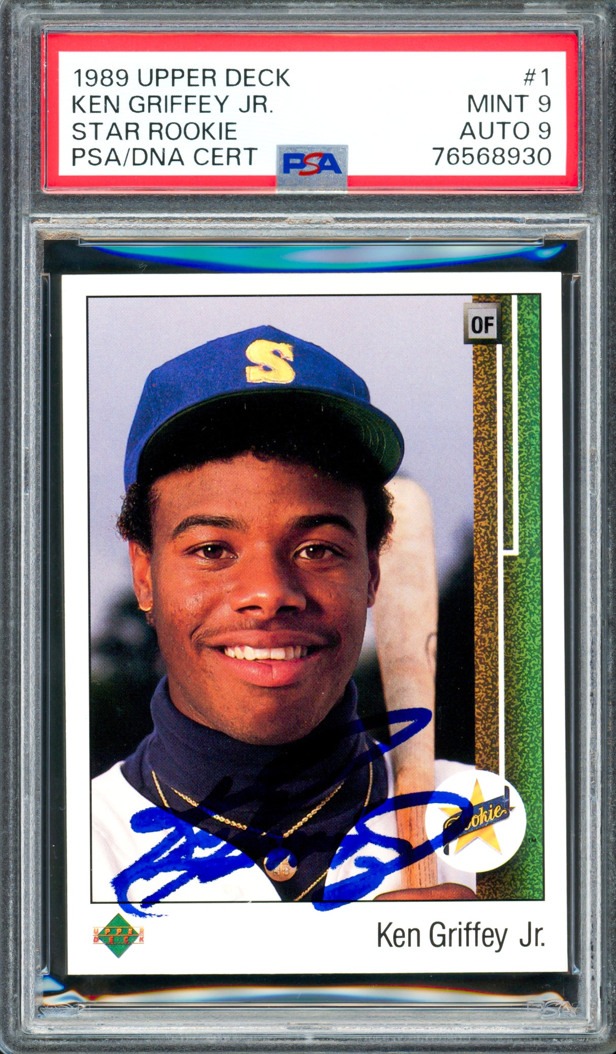 Ken Griffey Jr. Autographed 1989 Upper Deck Rookie Card #1 Seattle Mariners PSA 9 Auto Grade Mint 9 PSA/DNA #76568930
