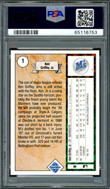 Ken Griffey Jr. Autographed 1989 Upper Deck Rookie Card #1 Seattle Mariners PSA 9 Auto Grade Gem Mint 10 PSA/DNA #65116753