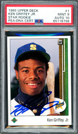 Ken Griffey Jr. Autographed 1989 Upper Deck Rookie Card #1 Seattle Mariners PSA 9 Auto Grade Gem Mint 10 PSA/DNA #65116798