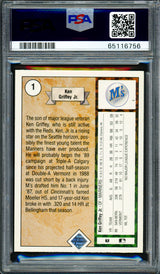 Ken Griffey Jr. Autographed 1989 Upper Deck Rookie Card #1 Seattle Mariners PSA 9 Auto Grade Gem Mint 10 PSA/DNA #65116756