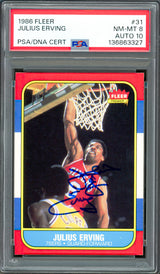 Julius Dr. Erving Autographed 1986 Fleer Card #31 Philadelphia 76ers PSA 8 Auto Grade Gem Mint 10 PSA/DNA #136863327