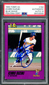 Ichiro Suzuki Autographed 1993 Tomy ID Rookie Card #102 Orix Blue Wave Auto Grade Gem Mint 10 (Signed In Kanji) PSA/DNA #96410008