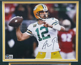 Aaron Rodgers Autographed Framed 8x10 Photo Green Bay Packers Beckett BAS QR #BA25380