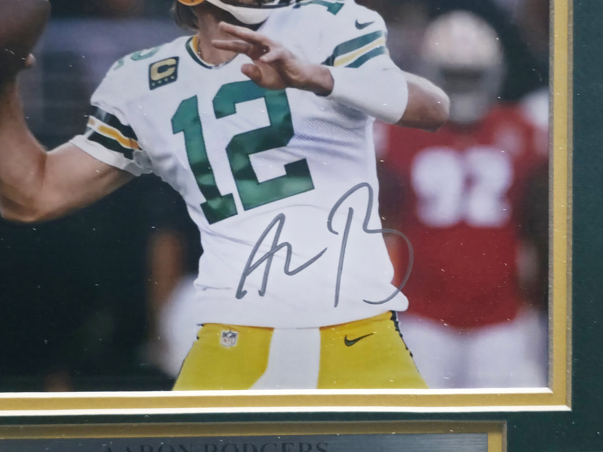 Aaron Rodgers Autographed Framed 8x10 Photo Green Bay Packers Beckett BAS QR #BA25380