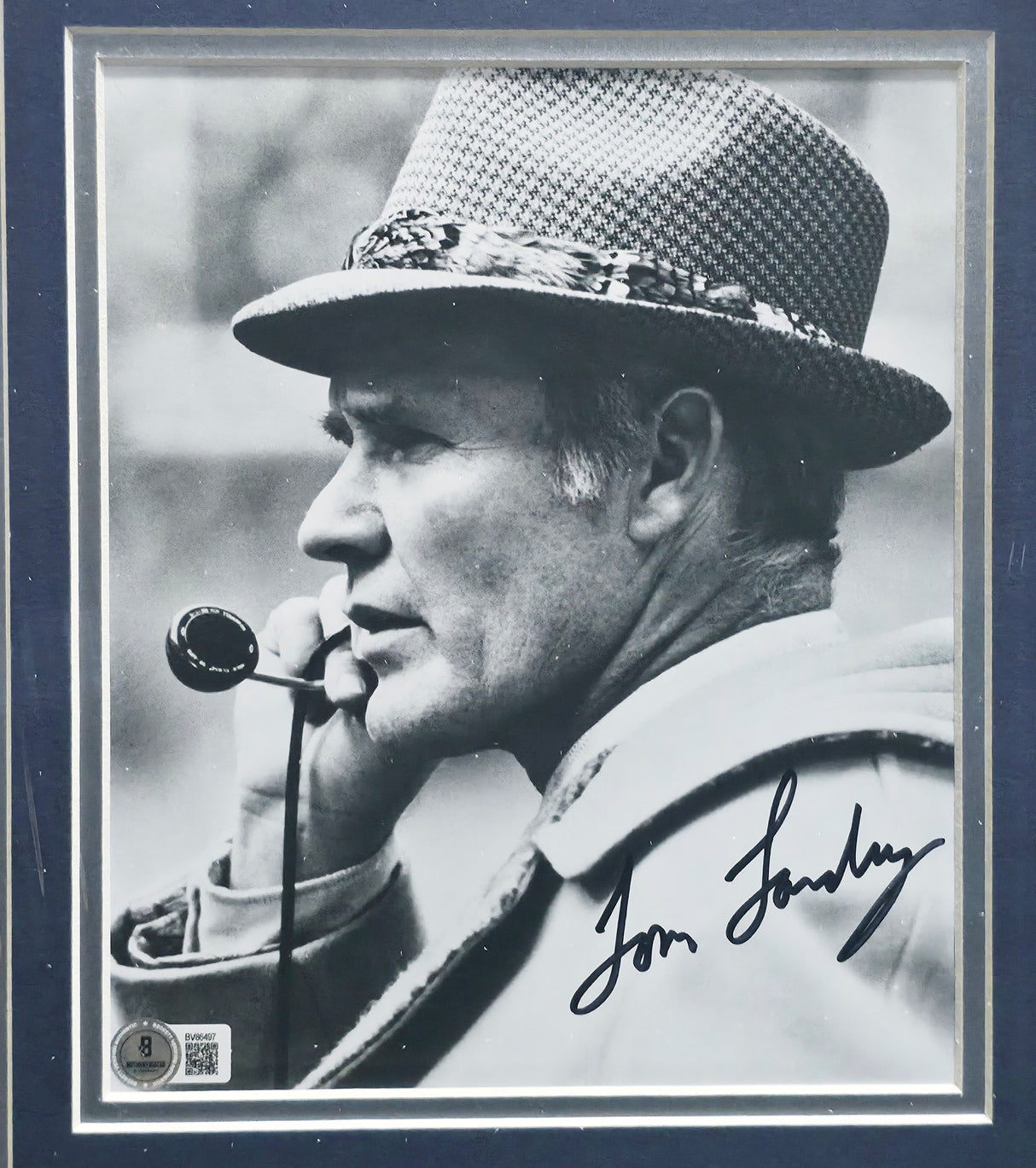 Tom Landry Autographed Framed 8x10 Photo Dallas Cowboys Beckett BAS QR #BV86497
