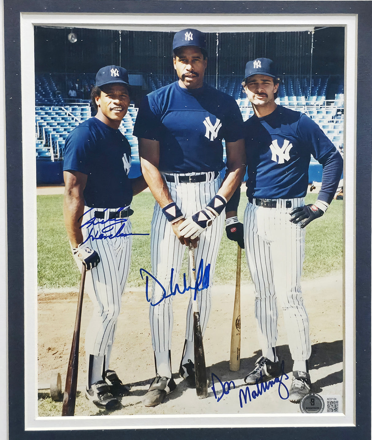 Rickey Henderson, Dave Winfield & Don Mattingly Autographed Framed 8x10 Photo New York Yankees Beckett BAS #AE37124
