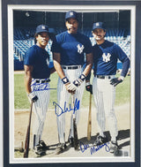 Rickey Henderson, Dave Winfield & Don Mattingly Autographed Framed 8x10 Photo New York Yankees Beckett BAS #AE37124