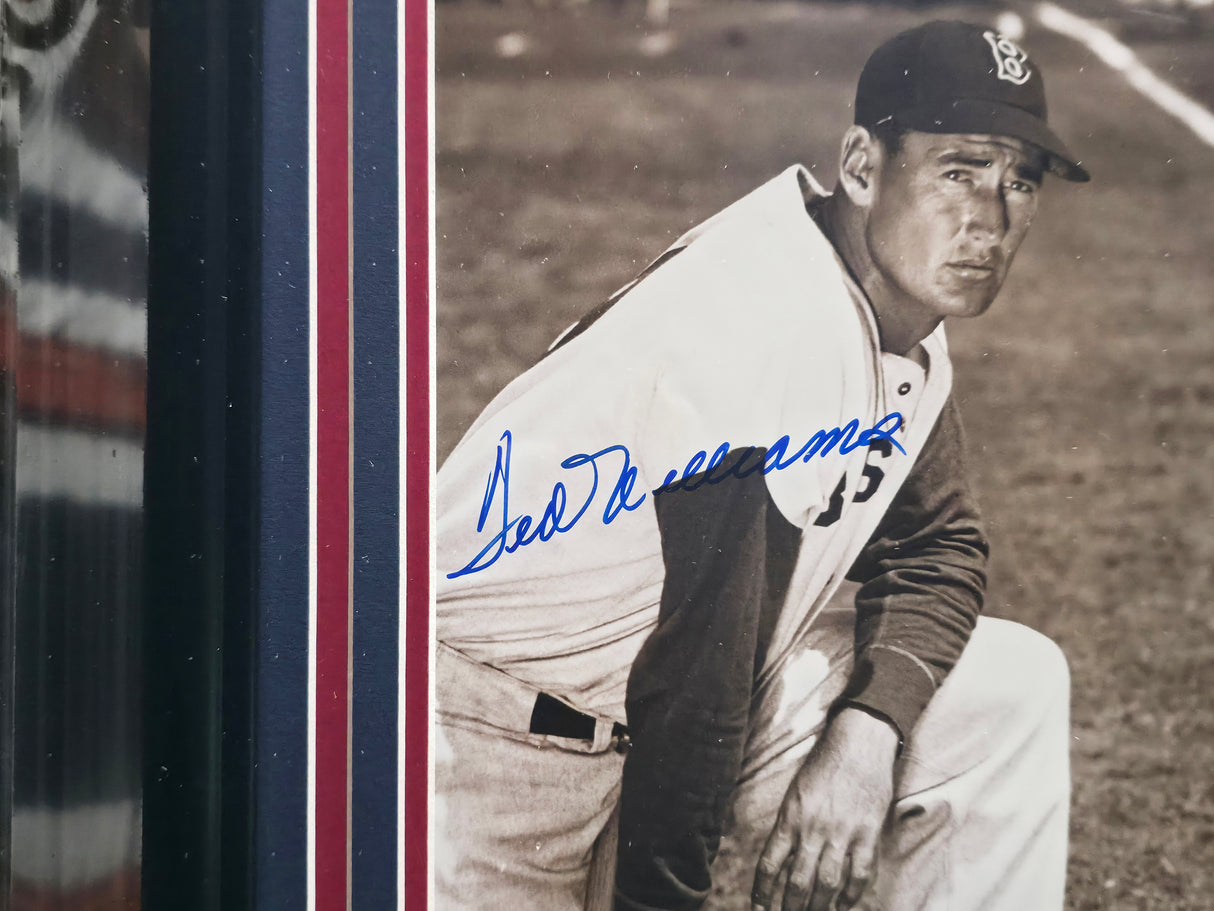 Ted Williams Autographed Framed 8x10 Photo Boston Red Sox Beckett BAS #AE37127