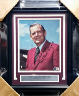 Paul Bear Bryant Autographed Framed 8x10 Photo Alabama Crimson Tide "Best Wishes" Beckett BAS #AE85159