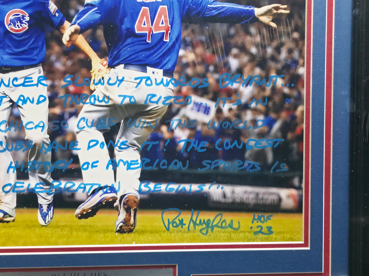 Pat Hughes Autographed Framed 16x20 Photo Chicago Cubs 2016 World Series Play By Play JSA #AU79273