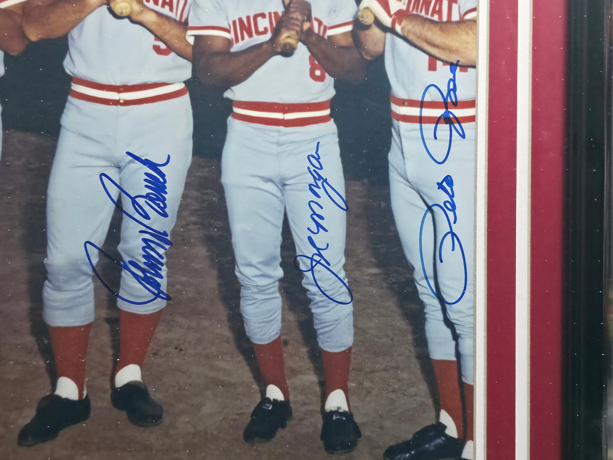 Big Red Machine Autographed Framed 16x20 Photo Cincinnati Reds With 4 Signatures Including Pete Rose Beckett BAS #AE49046