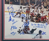 1980 Team USA Autographed Framed 16x20 Photo "Do You Believe In Miracles?!" With 19 Signatures Including Mike Eruzione Beckett BAS Witness #W354073