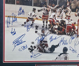 1980 Team USA Miracle On Ice Autographed Framed 16x20 Photo With 19 Signatures Including Mike Eruzione JSA #W547014