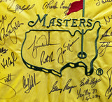 Masters Champions Autographed Framed Masters Flag With 32 Signatures Including Tiger Woods & Jack Nicklaus Beckett BAS #AC37759