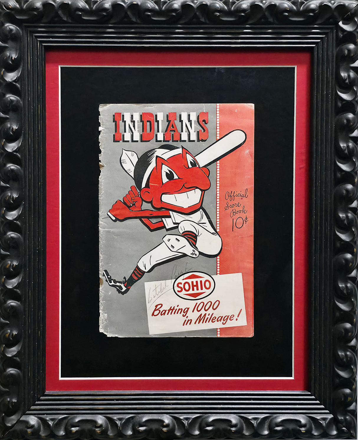 Satchel Paige Autographed Framed 6x9 Cleveland Indians Scorebook Cover PSA/DNA #AF08010