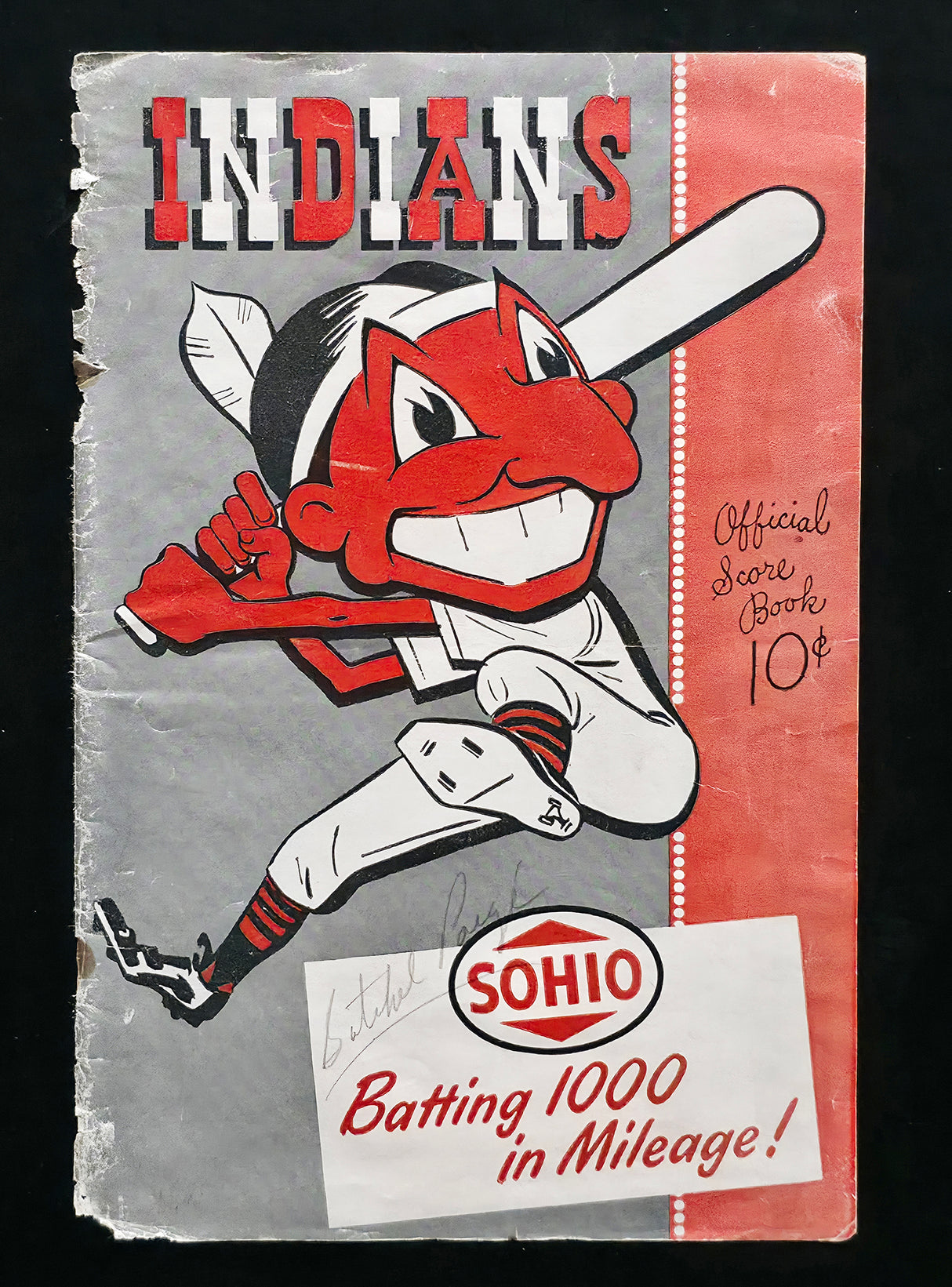 Satchel Paige Autographed Framed 6x9 Cleveland Indians Scorebook Cover PSA/DNA #AF08010