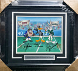 Lawrence Taylor, Joe Namath & Charles McKimson Autographed Framed 10x12 Photo Looney Tunes #230/250 JSA #X51365