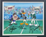 Lawrence Taylor, Joe Namath & Charles McKimson Autographed Framed 10x12 Photo Looney Tunes #230/250 JSA #X51365