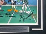 Lawrence Taylor, Joe Namath & Charles McKimson Autographed Framed 10x12 Photo Looney Tunes #230/250 JSA #X51365