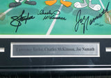 Lawrence Taylor, Joe Namath & Charles McKimson Autographed Framed 10x12 Photo Looney Tunes #230/250 JSA #X51365