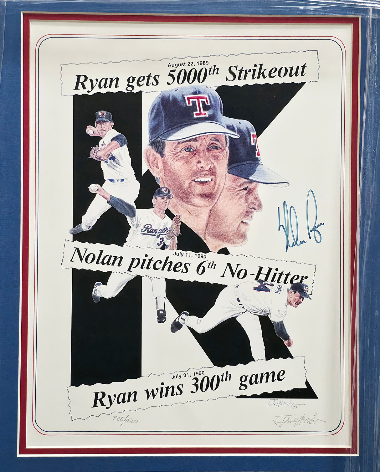 Nolan Ryan Autographed Framed 11x14 Photo Texas Rangers #365/1500 PSA/DNA #S05928