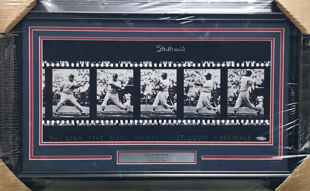 Stan Musial Autographed Framed 11x24 Film Strip Photo St. Louis Cardinals UDA Holo #BAF70608