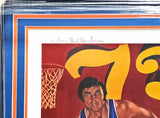 1973 New York Knicks Autographed Framed 24x30 Lithograph Photo With 7 Signatures Including Jerry Lucas Beckett BAS #A10096