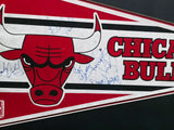 1988 Chicago Bulls Autographed Framed Pennant With 6 Signatures Including Michael Jordan (Vintage) Beckett BAS #AE36613