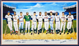500 Home Run Club Autographed Framed 22x38 Lithograph Photo With 11 Signatures Including Mickey Mantle & Joe DiMaggio #483/1000 PSA/DNA SKU #265783