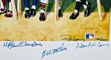 500 Home Run Club Autographed Framed 22x38 Lithograph Photo With 11 Signatures Including Mickey Mantle & Joe DiMaggio #483/1000 PSA/DNA SKU #265783