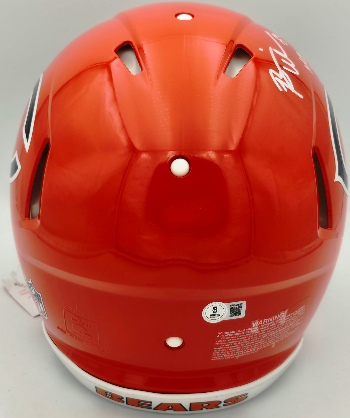 Brian Urlacher Autographed Chicago Bears Orange Full Size Speed Authentic Helmet "HOF 18" Beckett BAS Witness #4W155642