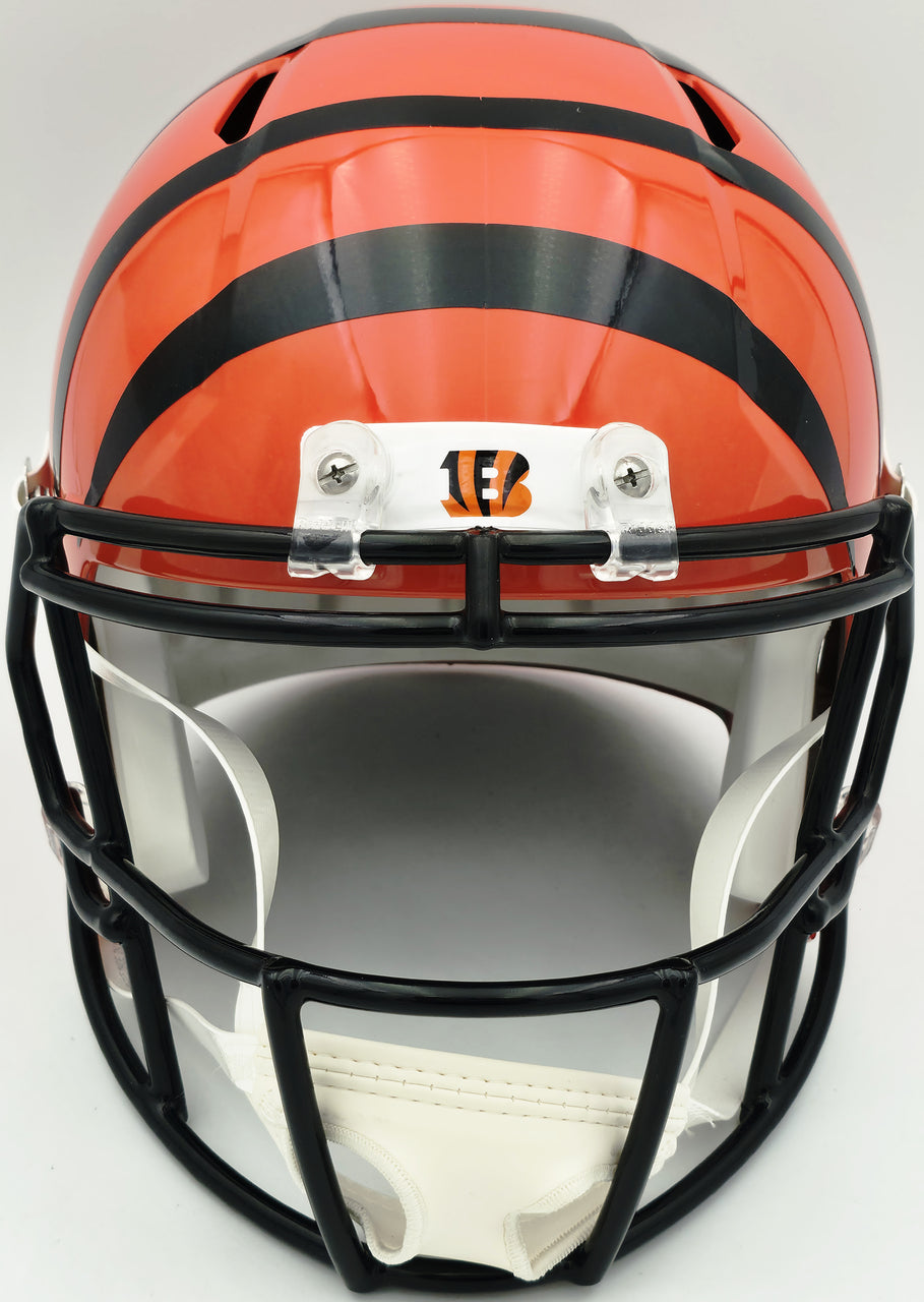Ja'Marr Chase Autographed Cincinnati Bengals Orange Full Size Speed Replica Helmet Beckett BAS QR #FI08259