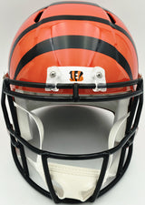 Ja'Marr Chase Autographed Cincinnati Bengals Orange Full Size Speed Replica Helmet Beckett BAS QR #FI08259