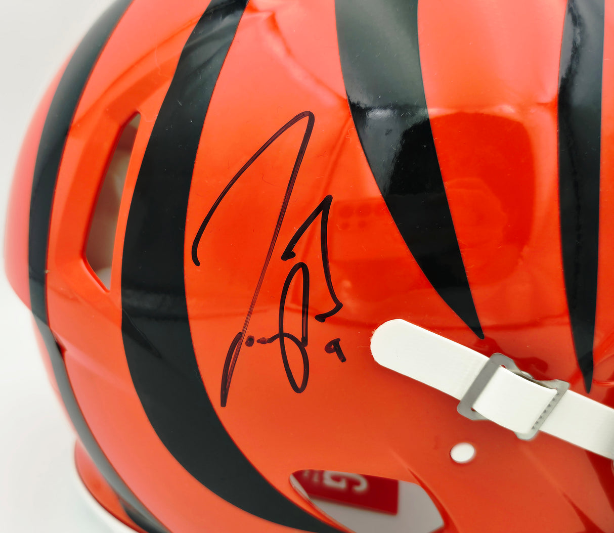 Joe Burrow Autographed Cincinnati Bengals Orange Full Size Speed Authentic Helmet Fanatics Holo #NB38153154