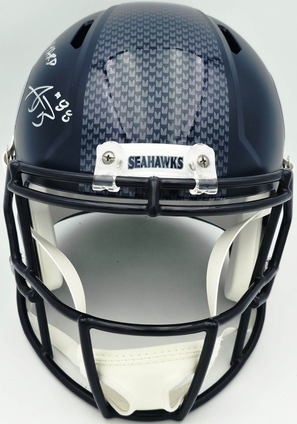 AJ Barner Autographed Seattle Seahawks Blue Full Size Speed Replica Helmet "The Barnyard" Beckett BAS Witness #4W627142