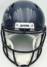 AJ Barner Autographed Seattle Seahawks Blue Full Size Speed Replica Helmet "The Barnyard" Beckett BAS Witness #4W627142