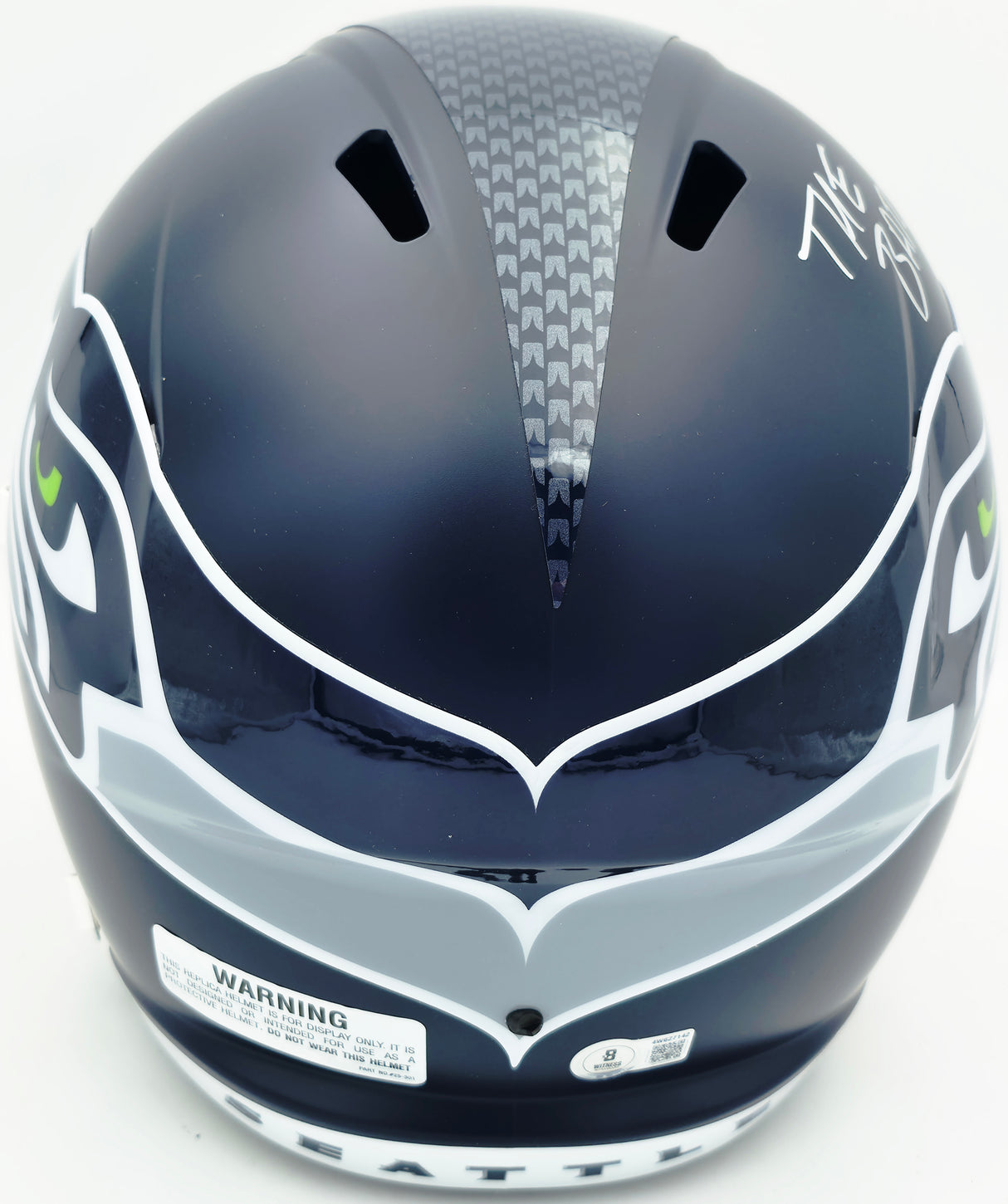 AJ Barner Autographed Seattle Seahawks Blue Full Size Speed Replica Helmet "The Barnyard" Beckett BAS Witness #4W627142