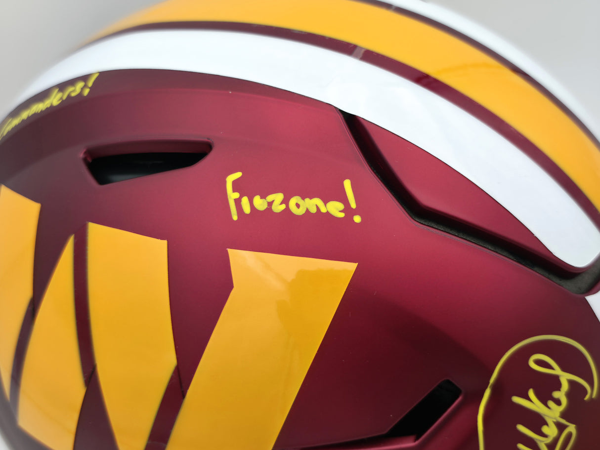 Mike Sainristil Autographed Washington Commanders Red Full Size SpeedFlex Authentic Helmet "Hail to the Commanders! Frozone!" Beckett BAS Witness #WU36076