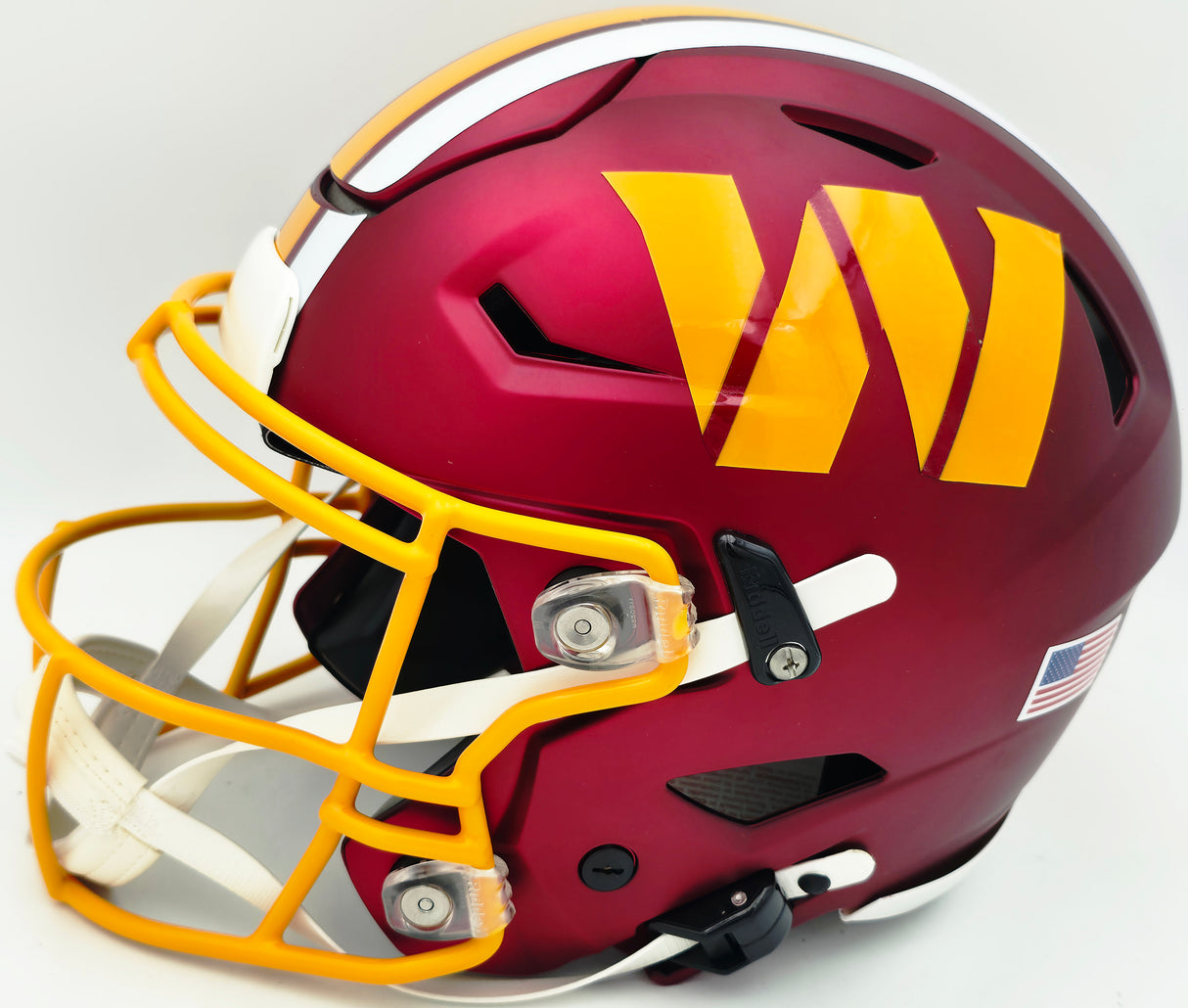 Mike Sainristil Autographed Washington Commanders Red Full Size SpeedFlex Authentic Helmet "Hail to the Commanders! Frozone!" Beckett BAS Witness #WU36076