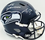 AJ Barner Autographed Seattle Seahawks Blue Full Size Speed Replica Helmet "The Barnyard" Beckett BAS Witness #4W627141