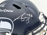 AJ Barner Autographed Seattle Seahawks Blue Full Size Speed Replica Helmet "The Barnyard" Beckett BAS Witness #4W627141