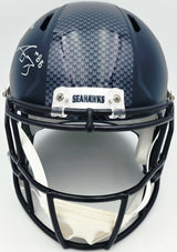 AJ Barner Autographed Seattle Seahawks Blue Full Size Speed Replica Helmet "The Barnyard" Beckett BAS Witness #4W627141