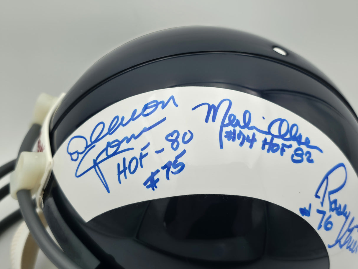 Los Angeles Rams Fearsome Foursome Autographed Blue Full Size Riddell Authentic Helmet With 4 Signatures Including Deacon Jones JSA #BA06055