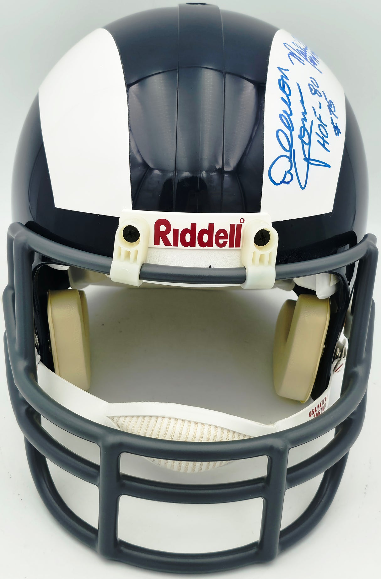 Los Angeles Rams Fearsome Foursome Autographed Blue Full Size Riddell Authentic Helmet With 4 Signatures Including Deacon Jones JSA #BA06055