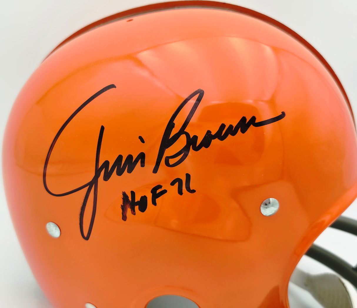 Jim Brown Autographed Cleveland Browns Orange Full Size Riddell Replica Helmet "HOF 76" Beckett BAS #AG020314