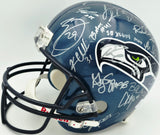Seattle Seahawks Super Bowl XLVIII 48 Champions Team Autographed Blue Full Size Replica Helmet With 40 Signatures Including Marshawn Lynch & Pete Carroll Beckett BAS #AQ020275