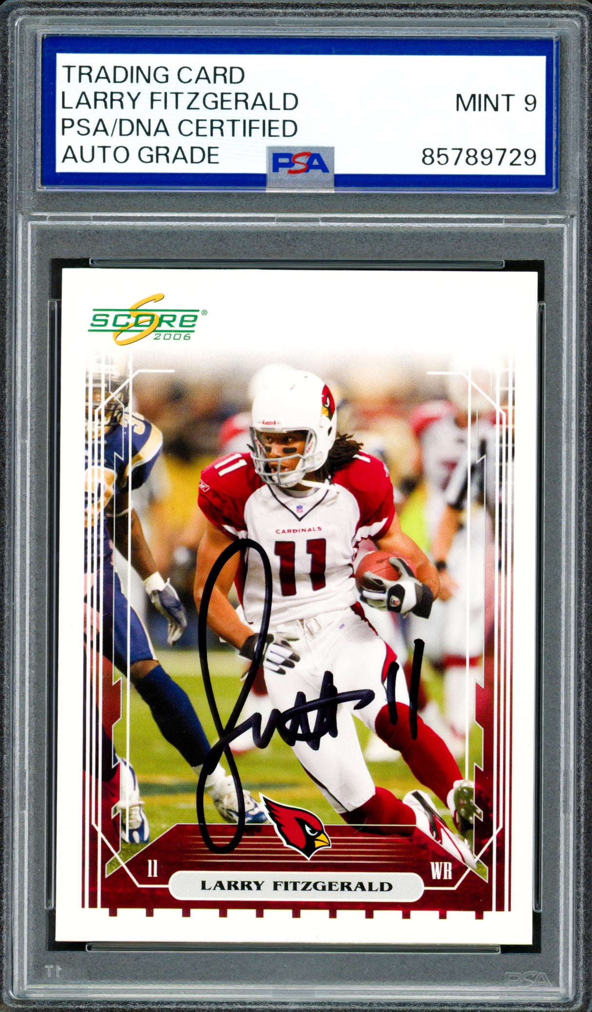 Larry Fitzgerald Autographed 2006 Score Card #4 Arizona Cardinals Auto Grade Mint 9 PSA/DNA #85789729